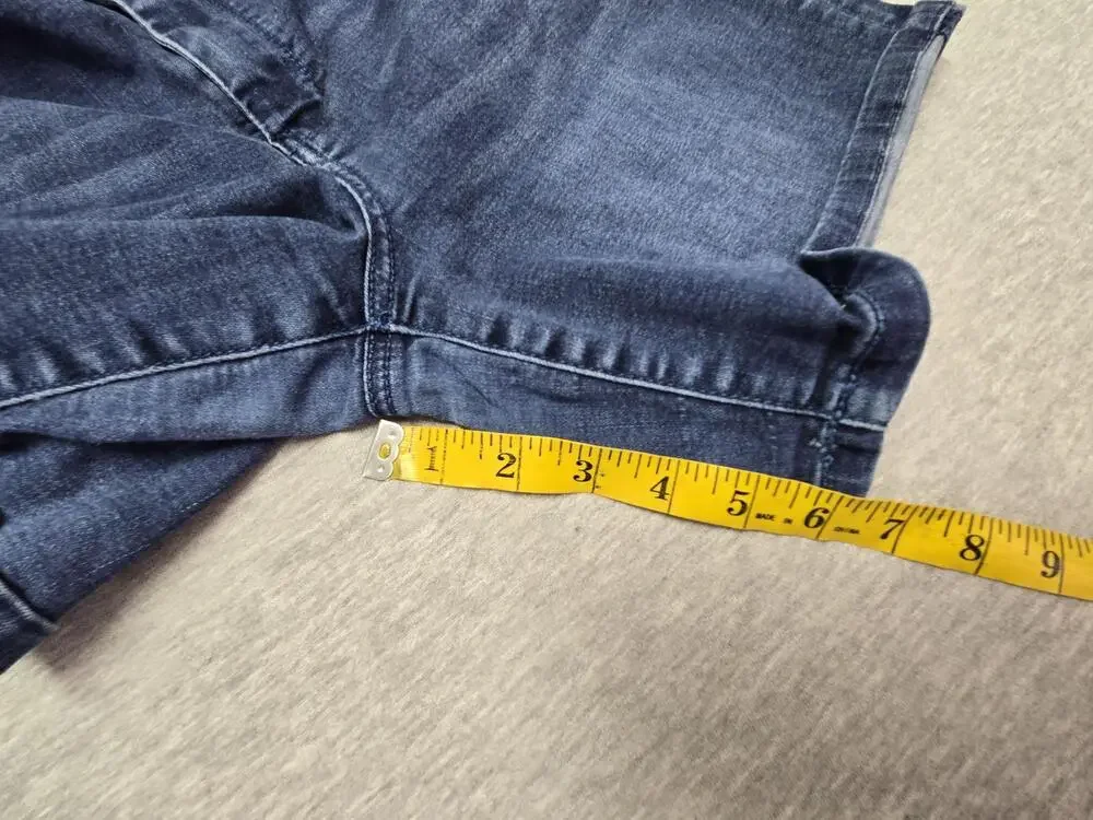 Seven7 Shorts Womens 16 Blue Bermuda Denim Stretch Casual 5 Pocket Embroidered